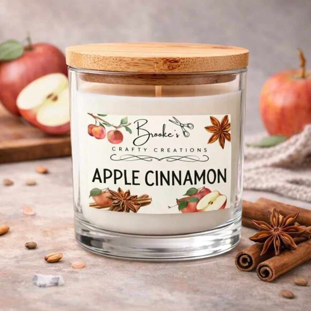 Apple Cinnamon Soy Candle – Warm Fall Scent | 10oz 100% Coconut Soy Wax
